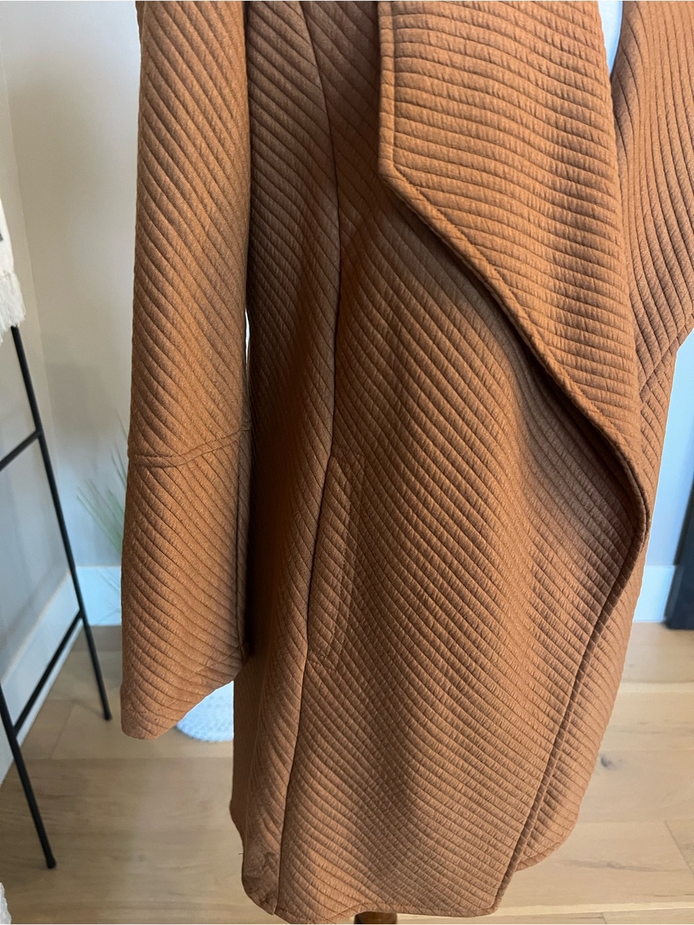 Textured Open Front Coatigan in Rich Caramel - Picture 2 of 7